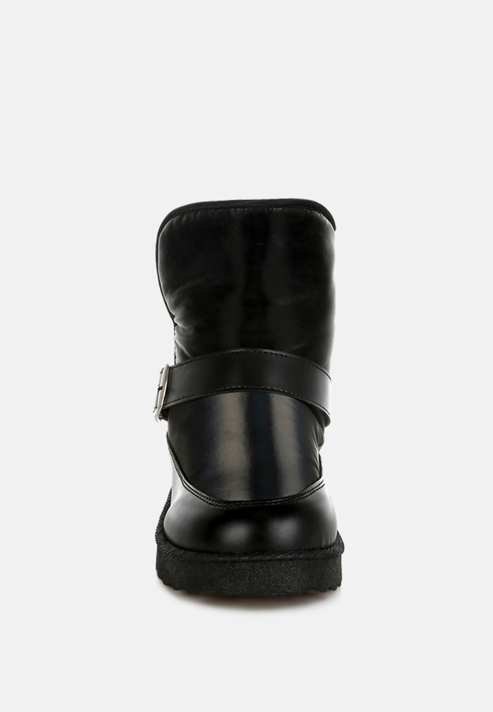 buckle strap puffy ankle boots by ruw#color_black