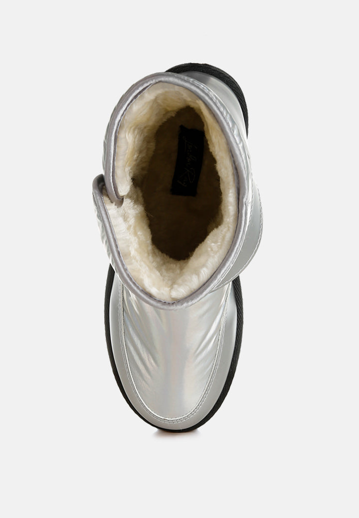 buckle strap puffy ankle boots by ruw#color_silver