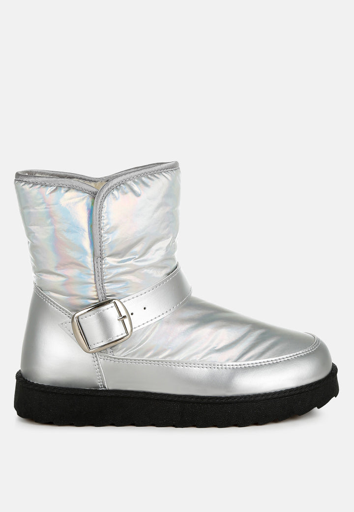buckle strap puffy ankle boots by ruw#color_silver