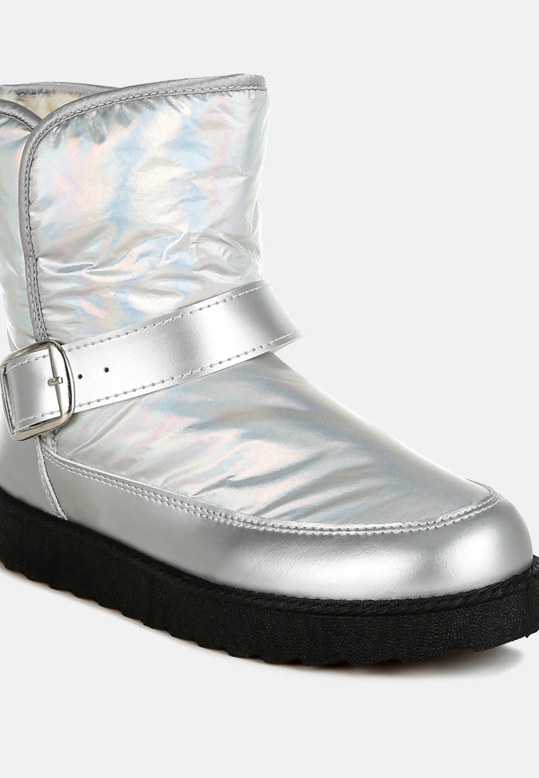 buckle strap puffy ankle boots by ruw#color_silver