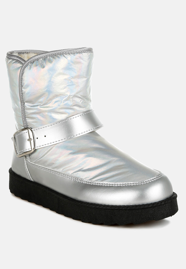 buckle strap puffy ankle boots by ruw#color_silver