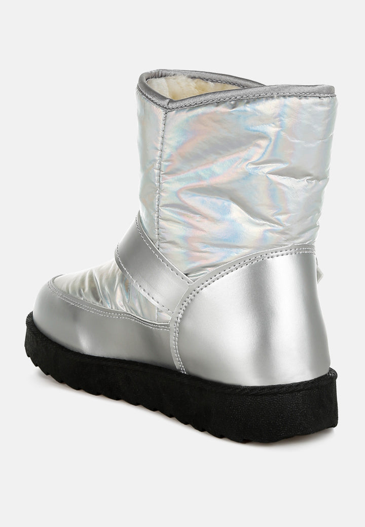 buckle strap puffy ankle boots by ruw#color_silver