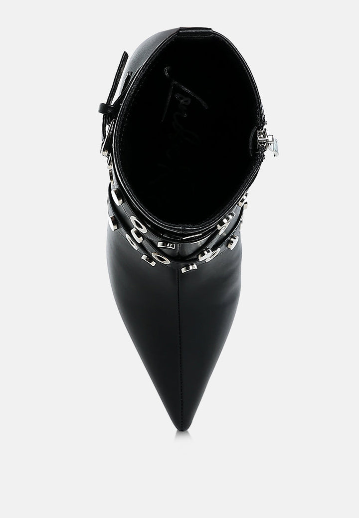 eyelets & studs harness ankle boots by ruw#color_black
