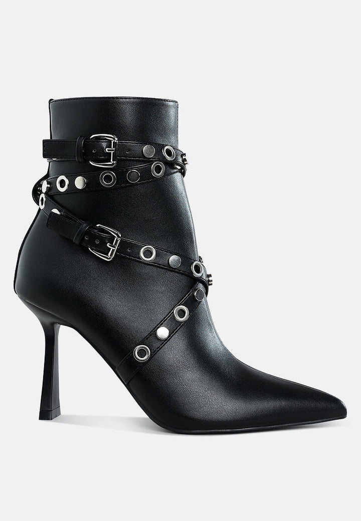 eyelets & studs harness ankle boots by ruw#color_black