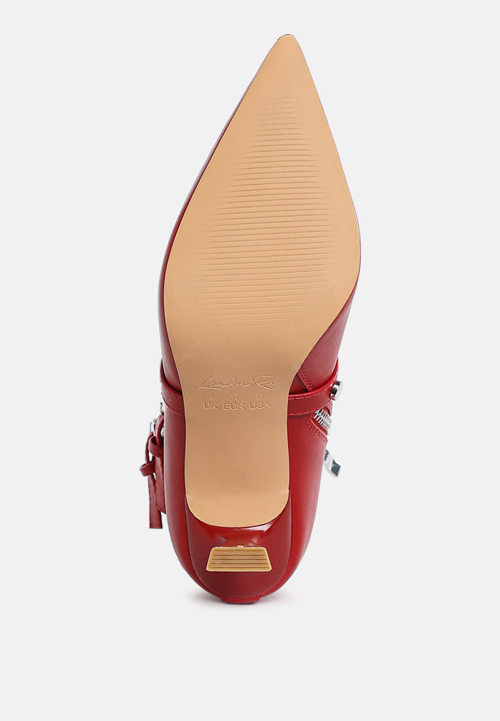 eyelets & studs harness ankle boots by ruw#color_red