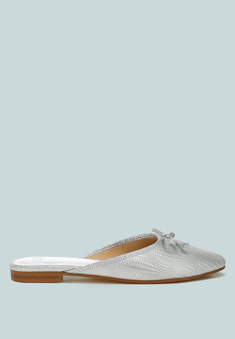 party bow slip-on mules by ruw#color_silver