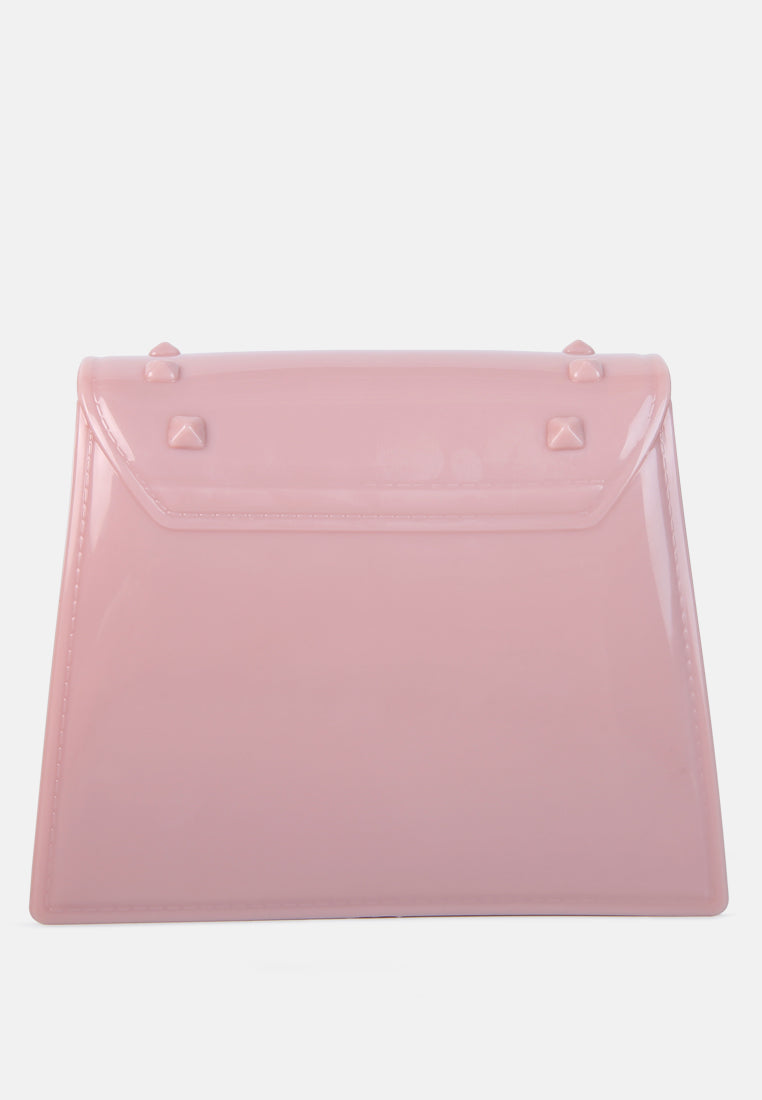 jelly buckled sling bag#color_nude