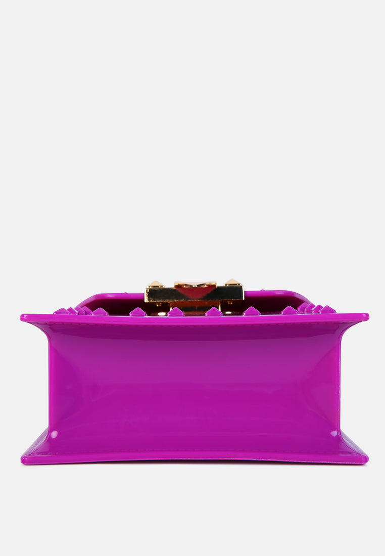 jelly buckled sling bag#color_purple