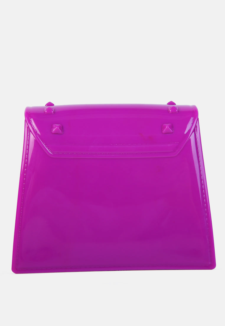 jelly buckled sling bag#color_purple