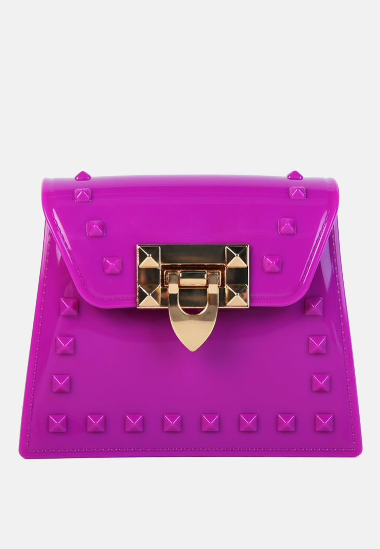 jelly buckled sling bag#color_purple