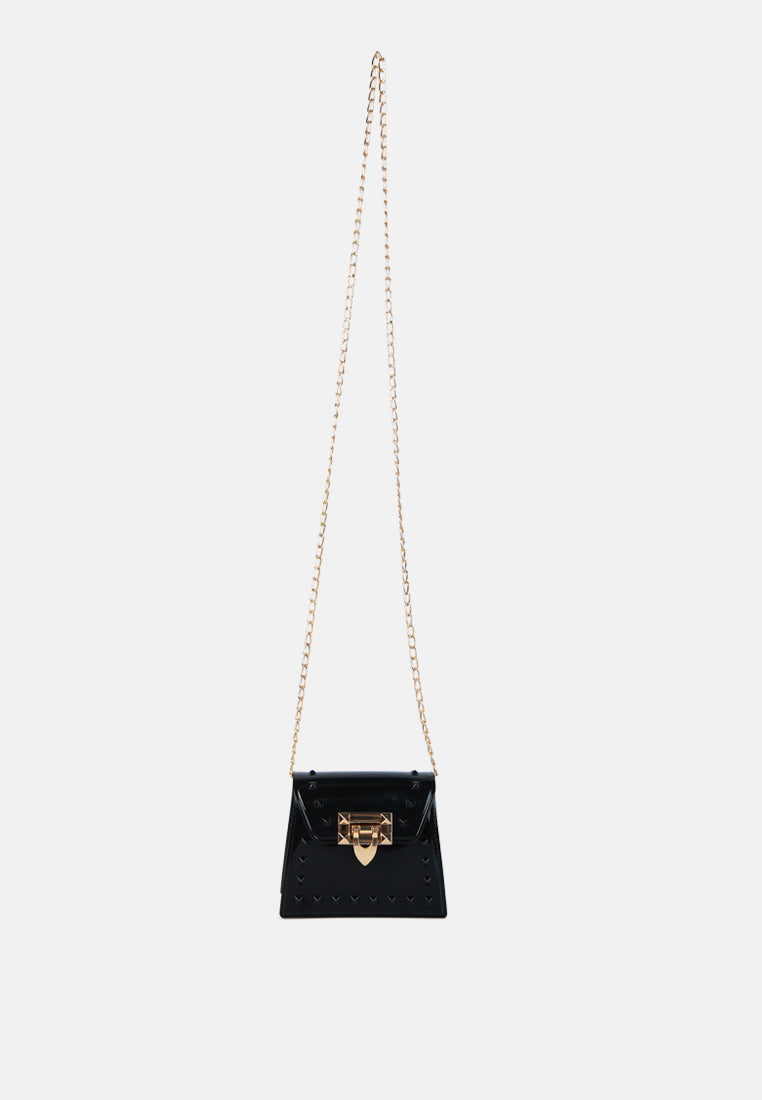 jelly buckled sling bag#color_black