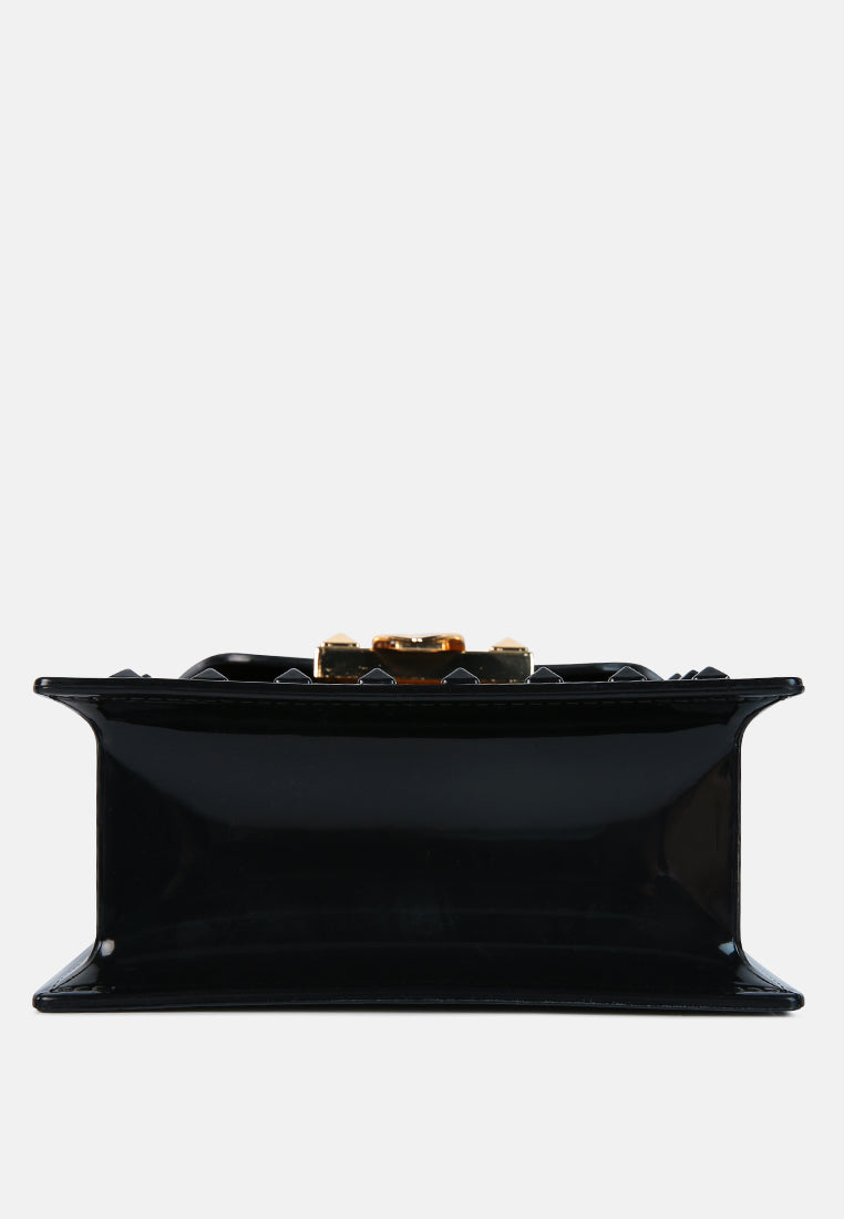 jelly buckled sling bag#color_black