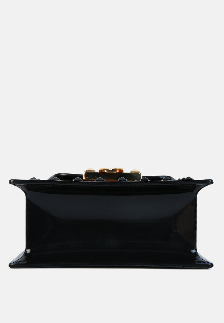 jelly buckled sling bag#color_black