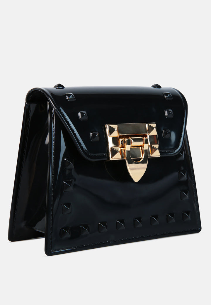 jelly buckled sling bag#color_black