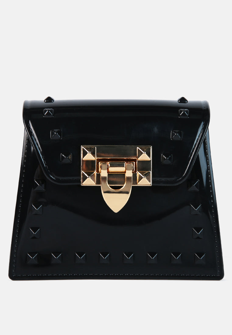jelly buckled sling bag#color_black