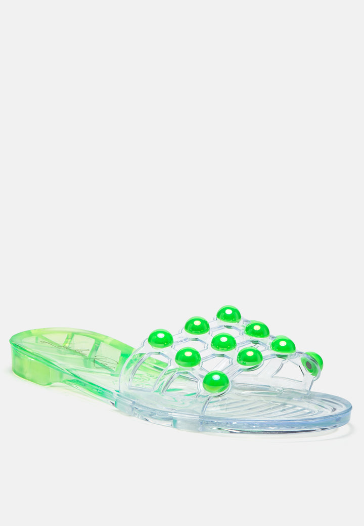 jelly gems slip-on flats#color_green