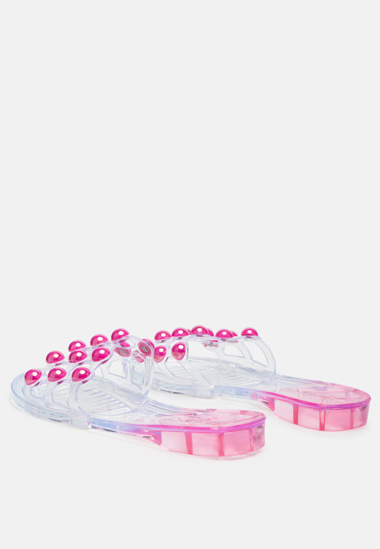 jelly gems slip-on flats#color_pink