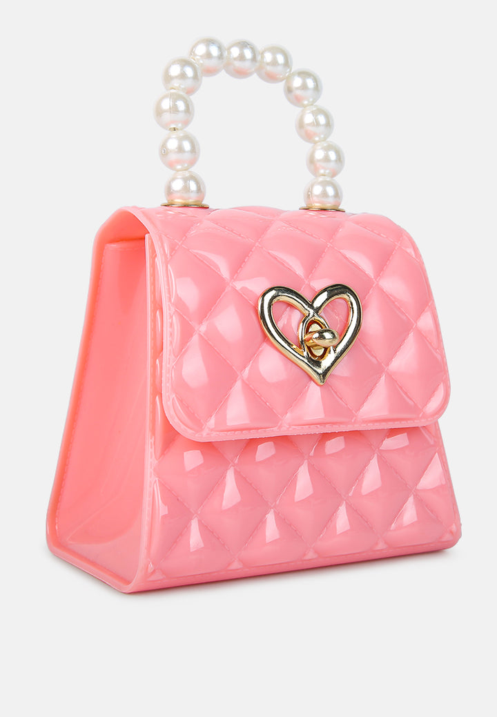 jelly quilted pearl sling bag#color_pink