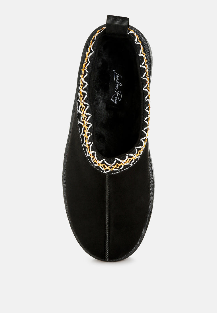 embroidered platform faux fur classic slip-on by ruw#color_black