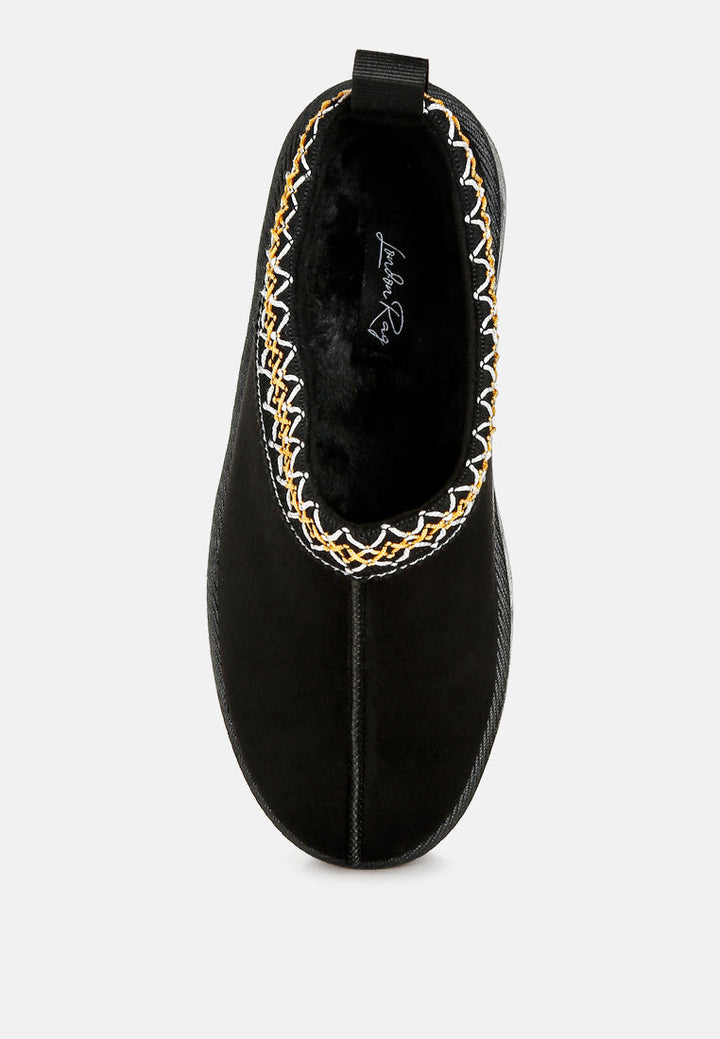 embroidered platform faux fur classic slip-on by ruw#color_black