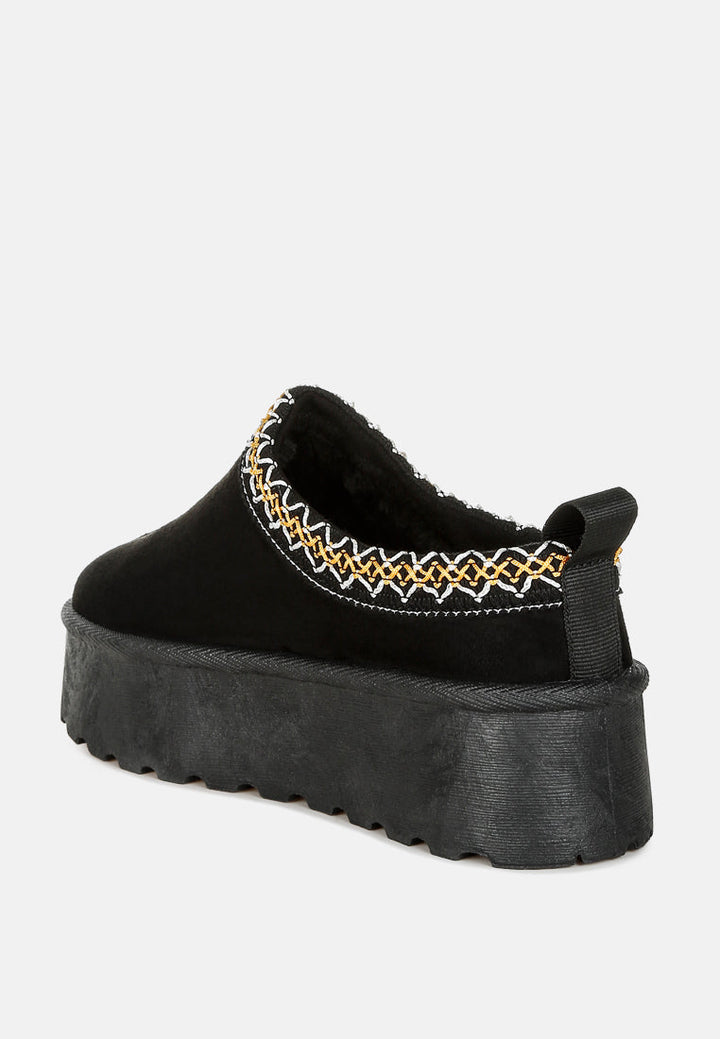 embroidered platform faux fur classic slip-on by ruw#color_black