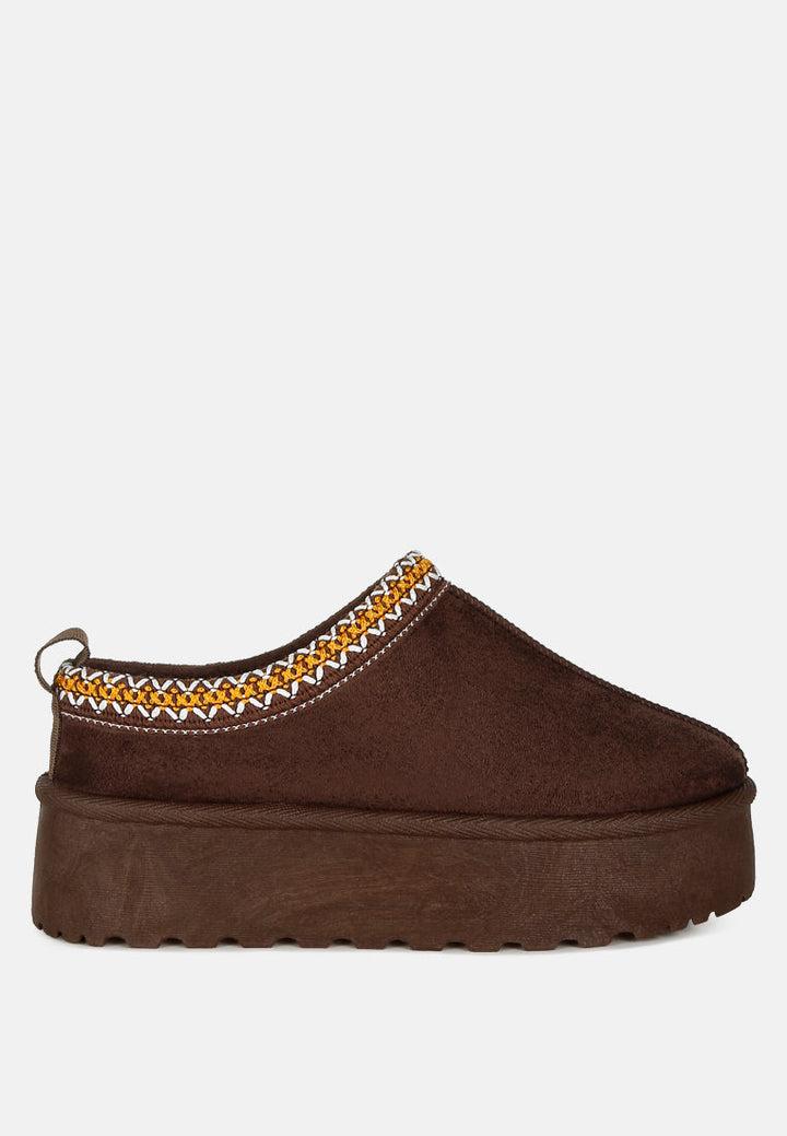 embroidered platform faux fur classic slip-on by ruw#color_brown