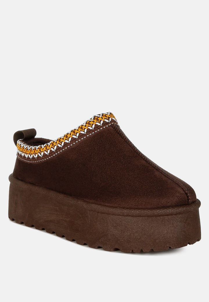 embroidered platform faux fur classic slip-on by ruw#color_brown