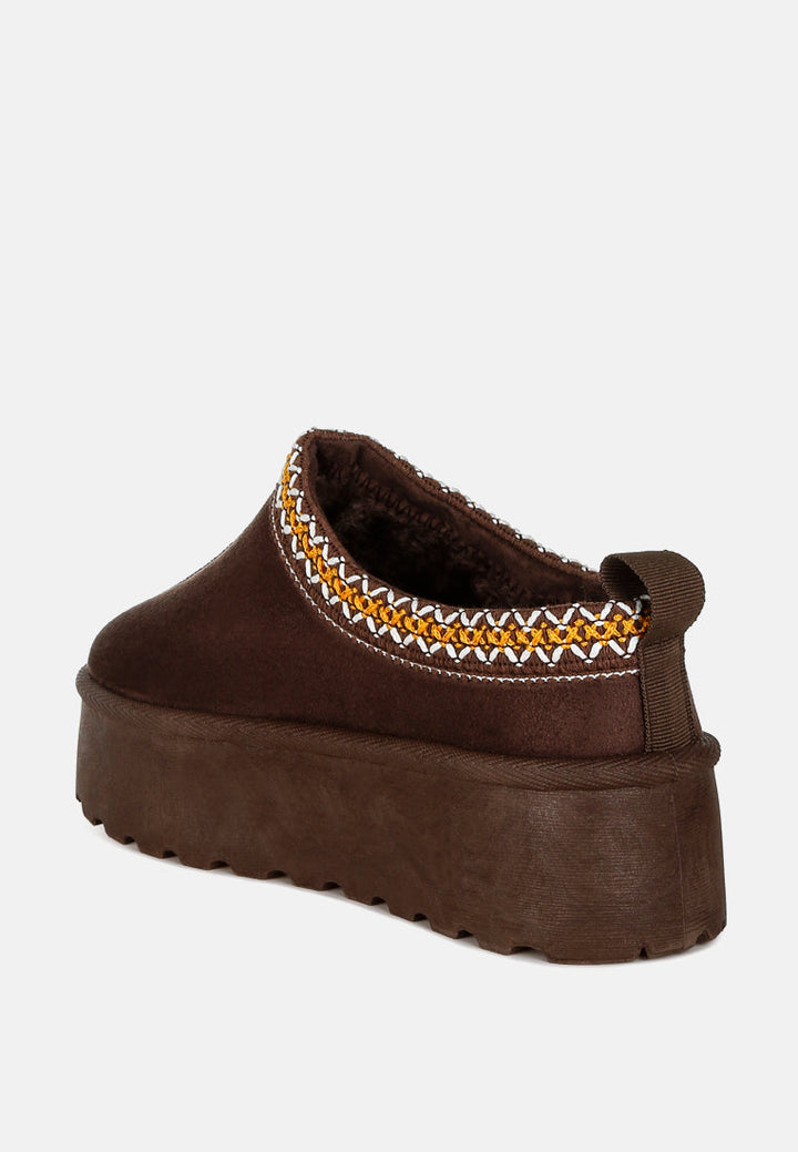 embroidered platform faux fur classic slip-on by ruw#color_brown