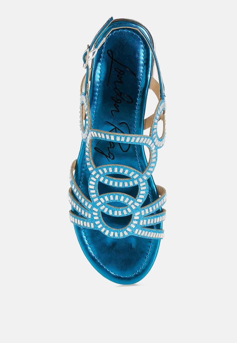 cut out detail rhinestone flat sandals by ruw#color_blue