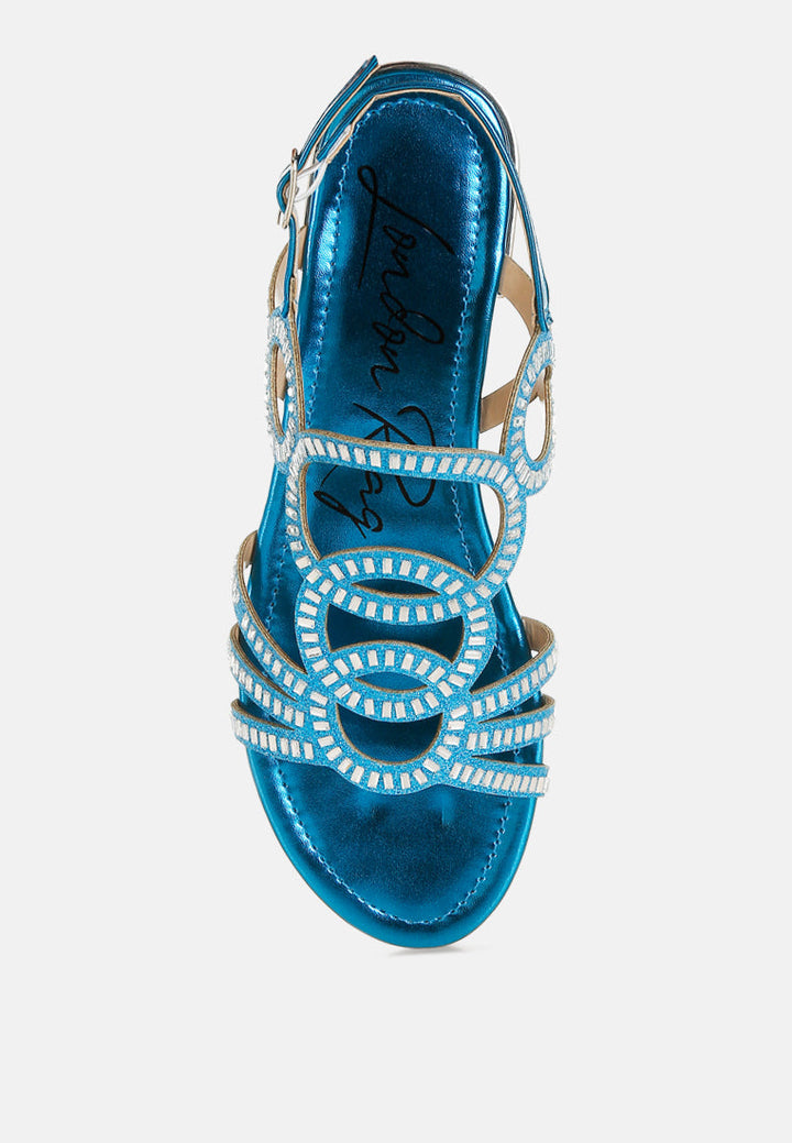cut out detail rhinestone flat sandals by ruw#color_blue