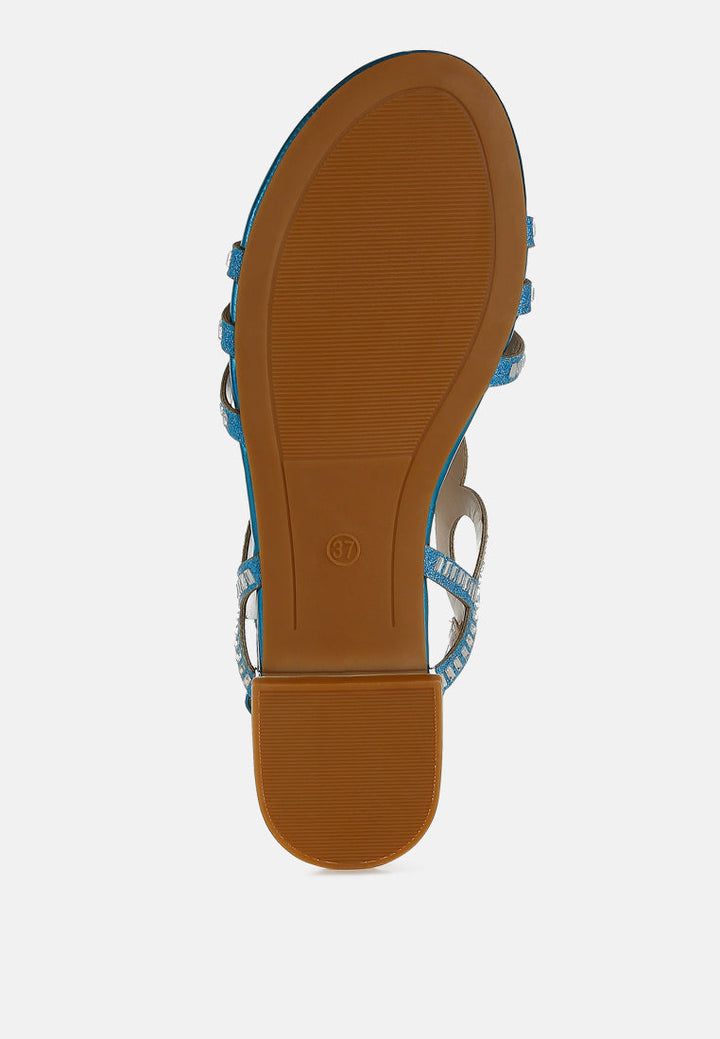 cut out detail rhinestone flat sandals by ruw#color_blue