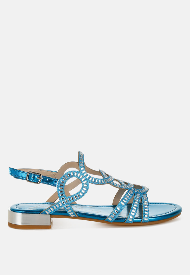 cut out detail rhinestone flat sandals by ruw#color_blue