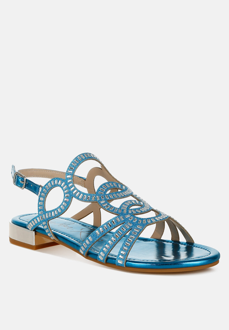 cut out detail rhinestone flat sandals by ruw#color_blue