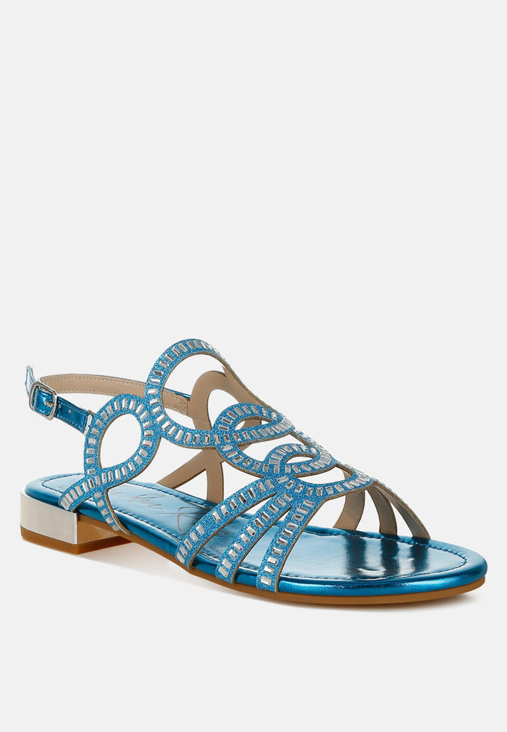 cut out detail rhinestone flat sandals by ruw#color_blue