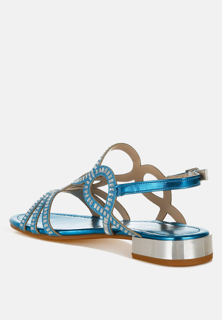 cut out detail rhinestone flat sandals by ruw#color_blue