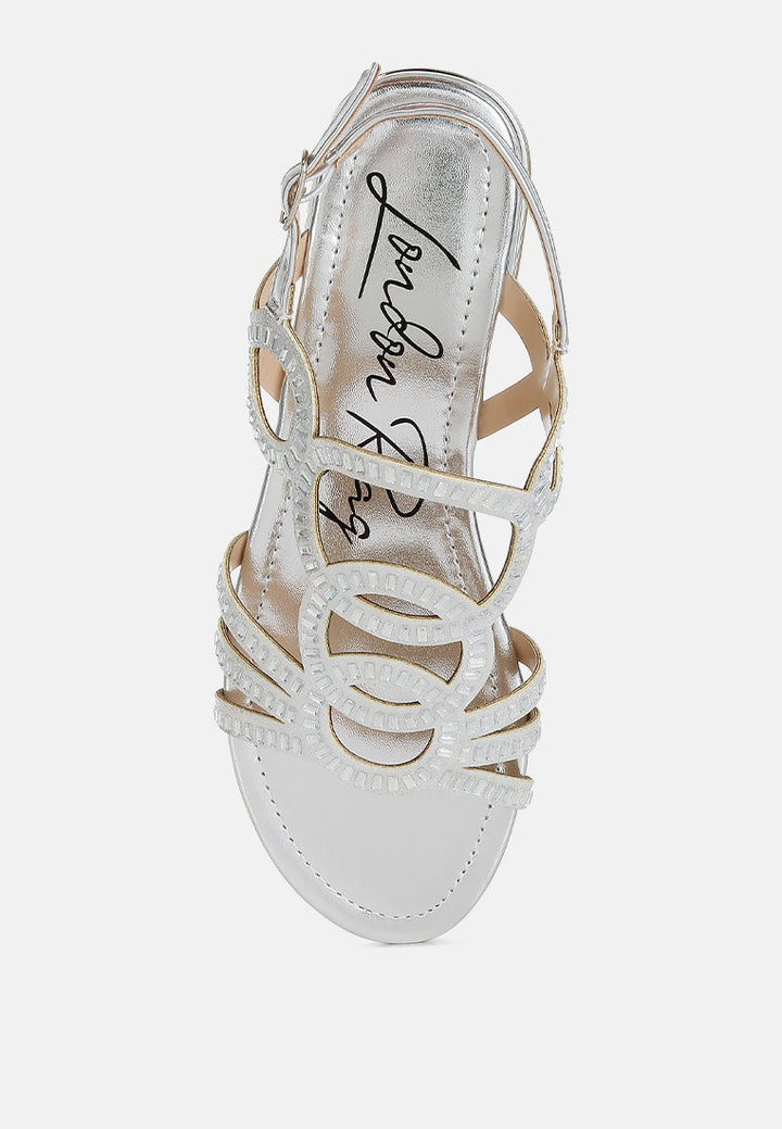 cut out detail rhinestone flat sandals by ruw#color_silver