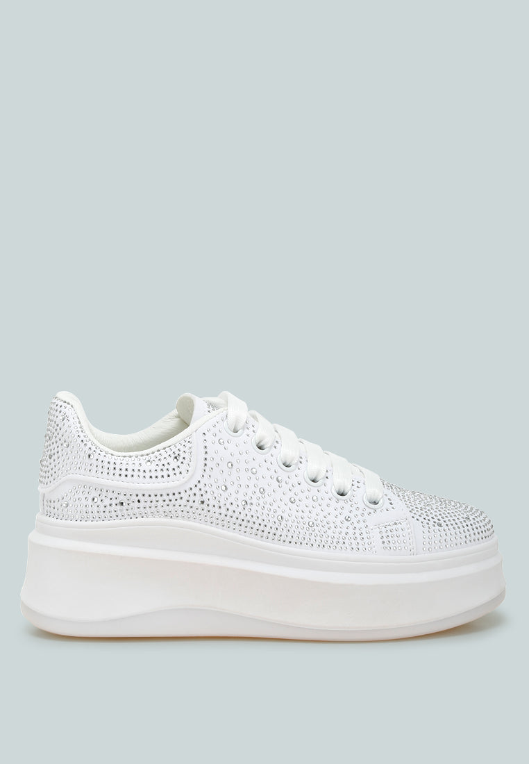 rhinestones embellished chunky sneakers by ruw#color_white