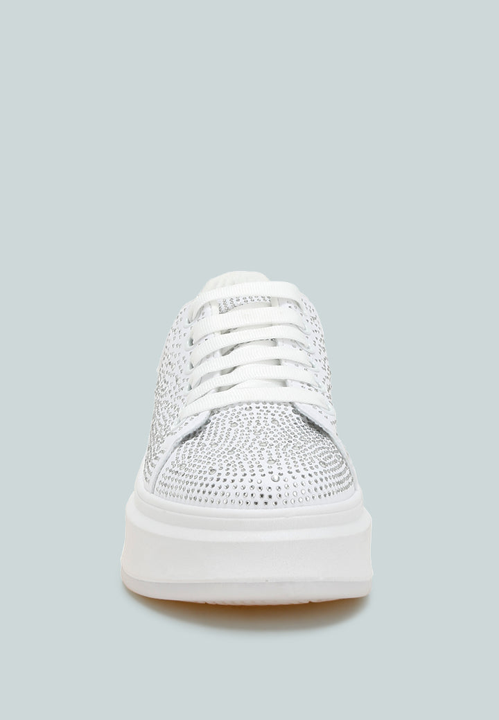 rhinestones embellished chunky sneakers by ruw#color_white