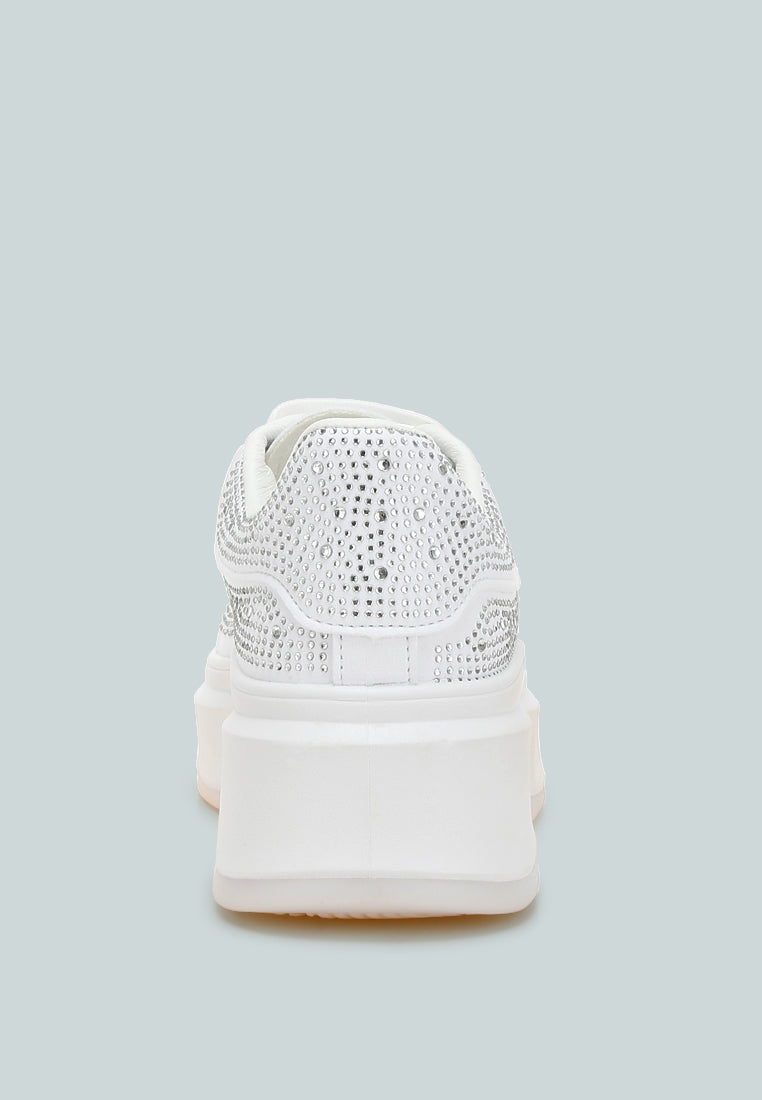 rhinestones embellished chunky sneakers by ruw#color_white