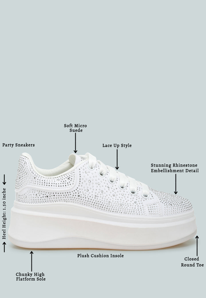 rhinestones embellished chunky sneakers by ruw#color_white