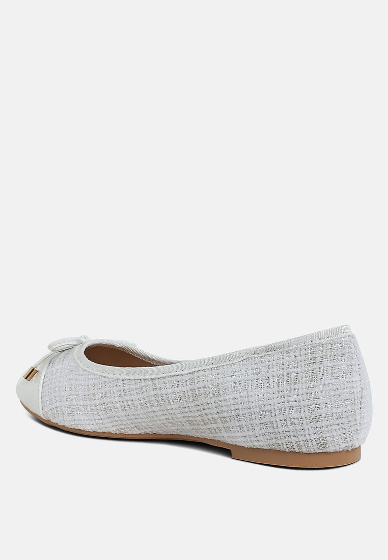 junpey plaid tweed ballet flats by ruw#color_white