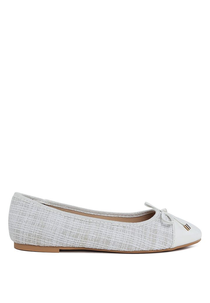 junpey plaid tweed ballet flats by ruw#color_white