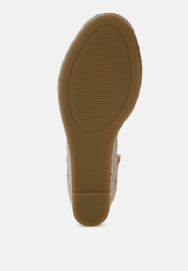 raffia woven wedge sandals by ruw#color_beige