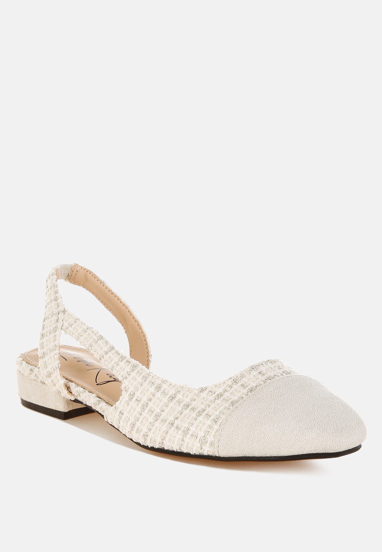 tweed slingback sandals by ruw#color_off-white