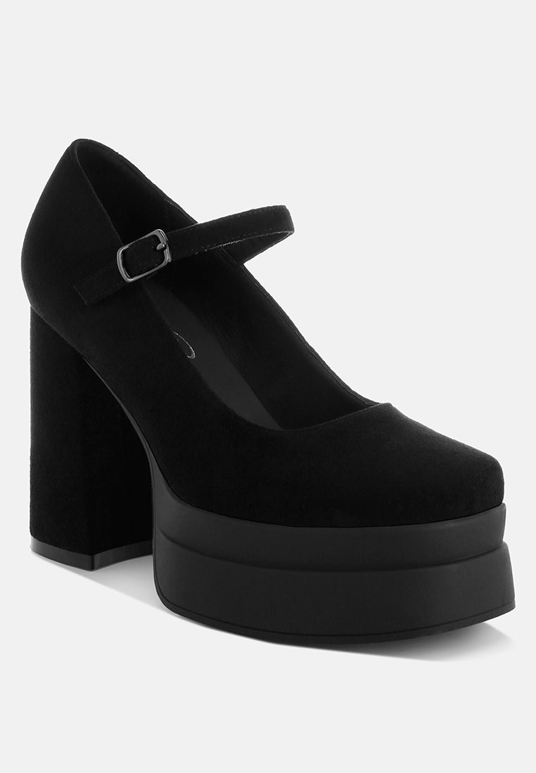 kenny chunky buckle strap heels#color_black