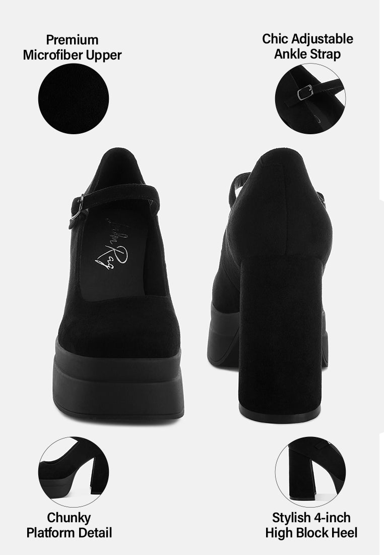 kenny chunky buckle strap heels#color_black