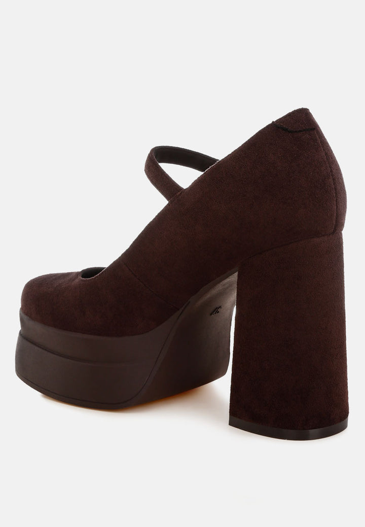 kenny chunky buckle strap heels#color_brown