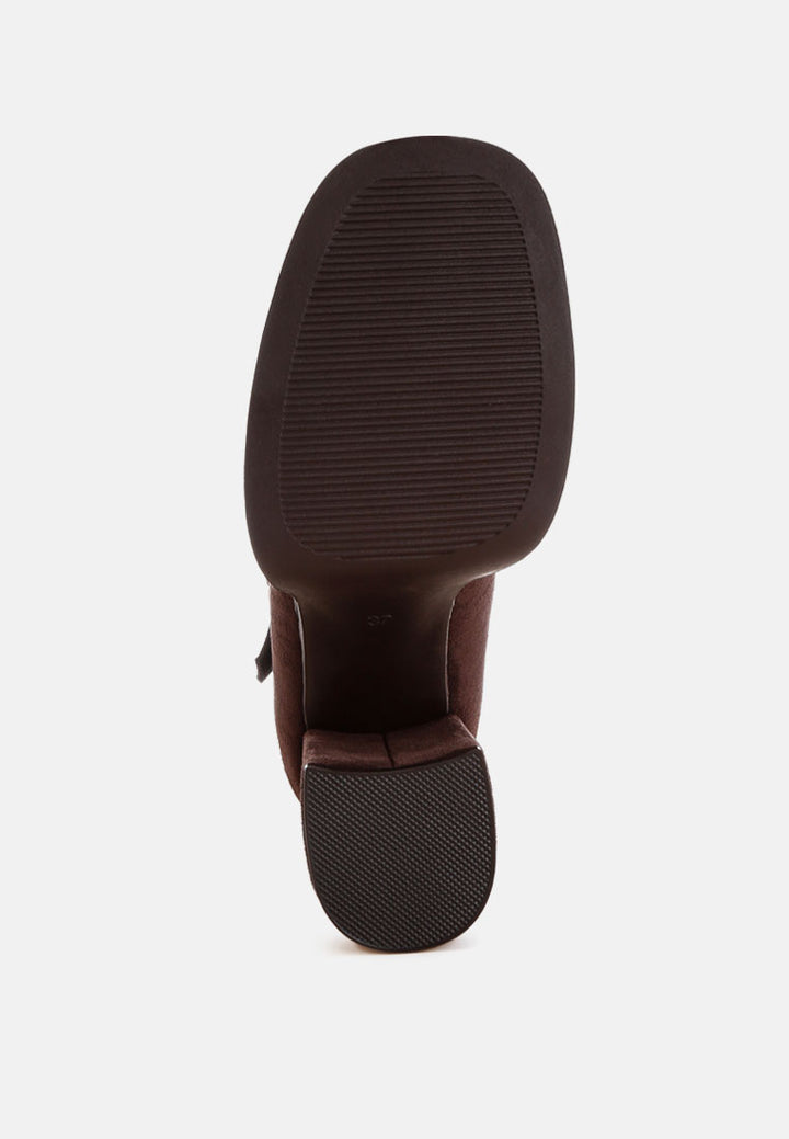 kenny chunky buckle strap heels#color_brown