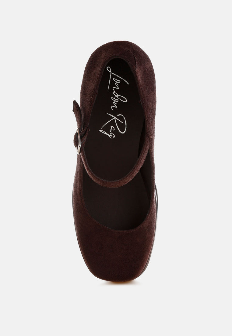 kenny chunky buckle strap heels#color_brown