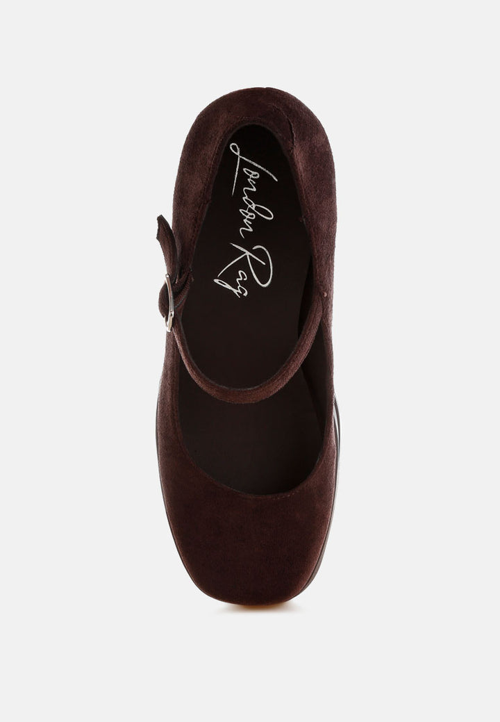 kenny chunky buckle strap heels#color_brown